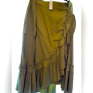 NWT Anthropologie green faux wrap skirt